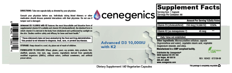 Cenegenics Advanced D3 with K2